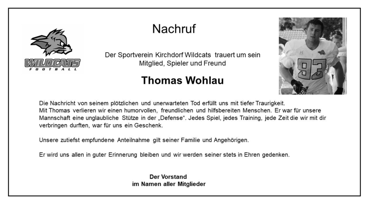 Nachruf - Thomas Wohlau